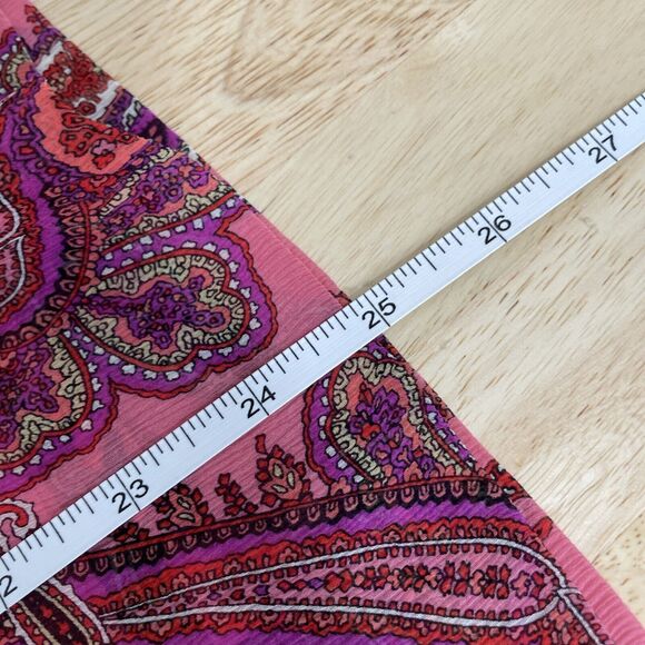 J. Crew Ruffle-Front Silk Chiffon Top‎ Vibrant Paisley Pink Womens Size 6 - Picture 6 of 11